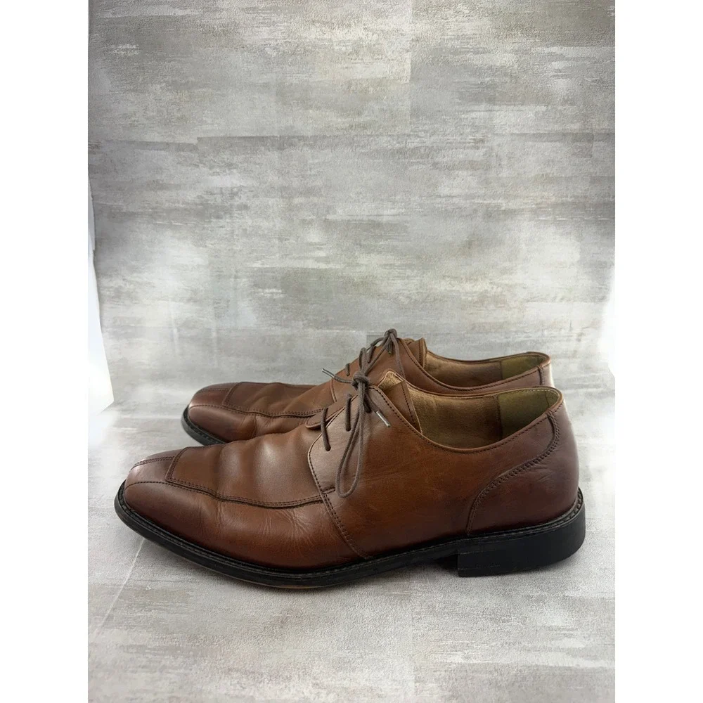 Florsheim Men Cognac Brown Leather Bicycle Toe Derby Dress Shoes 11175-221 13D